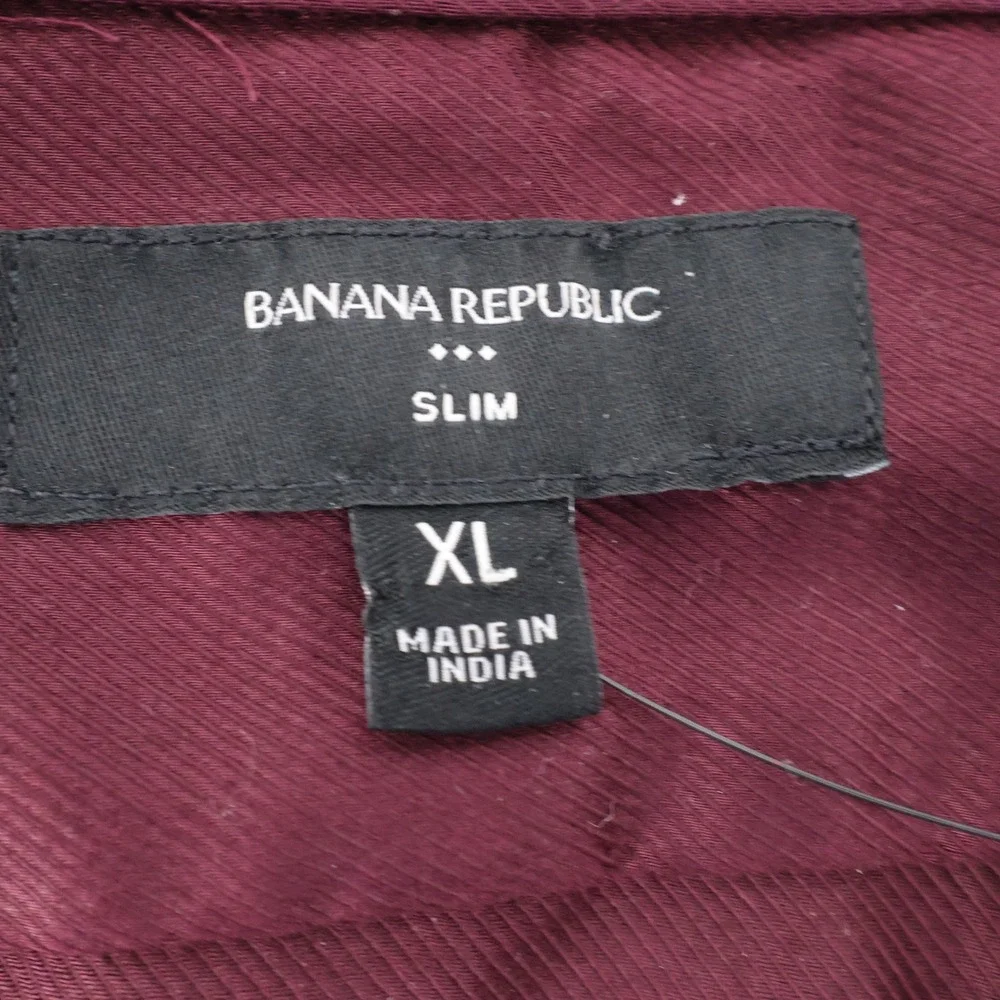 NEW Banana Republic Slim Fit Textured Button Down Shirt Burgundy Mens XL MSR $85